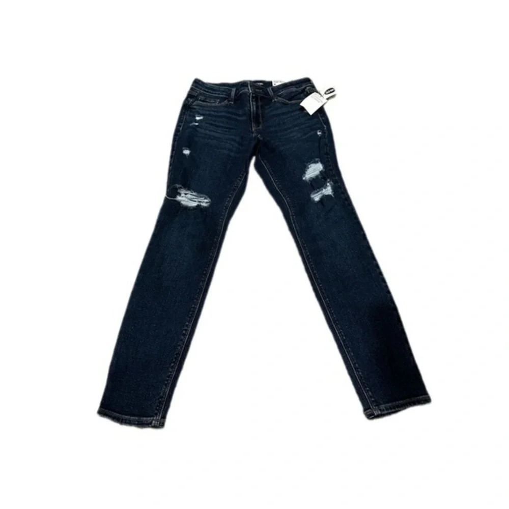 Old Navy Dark Wash Rockstar Super Skinny Mid Rise Distressed 4 Jeans NWT​